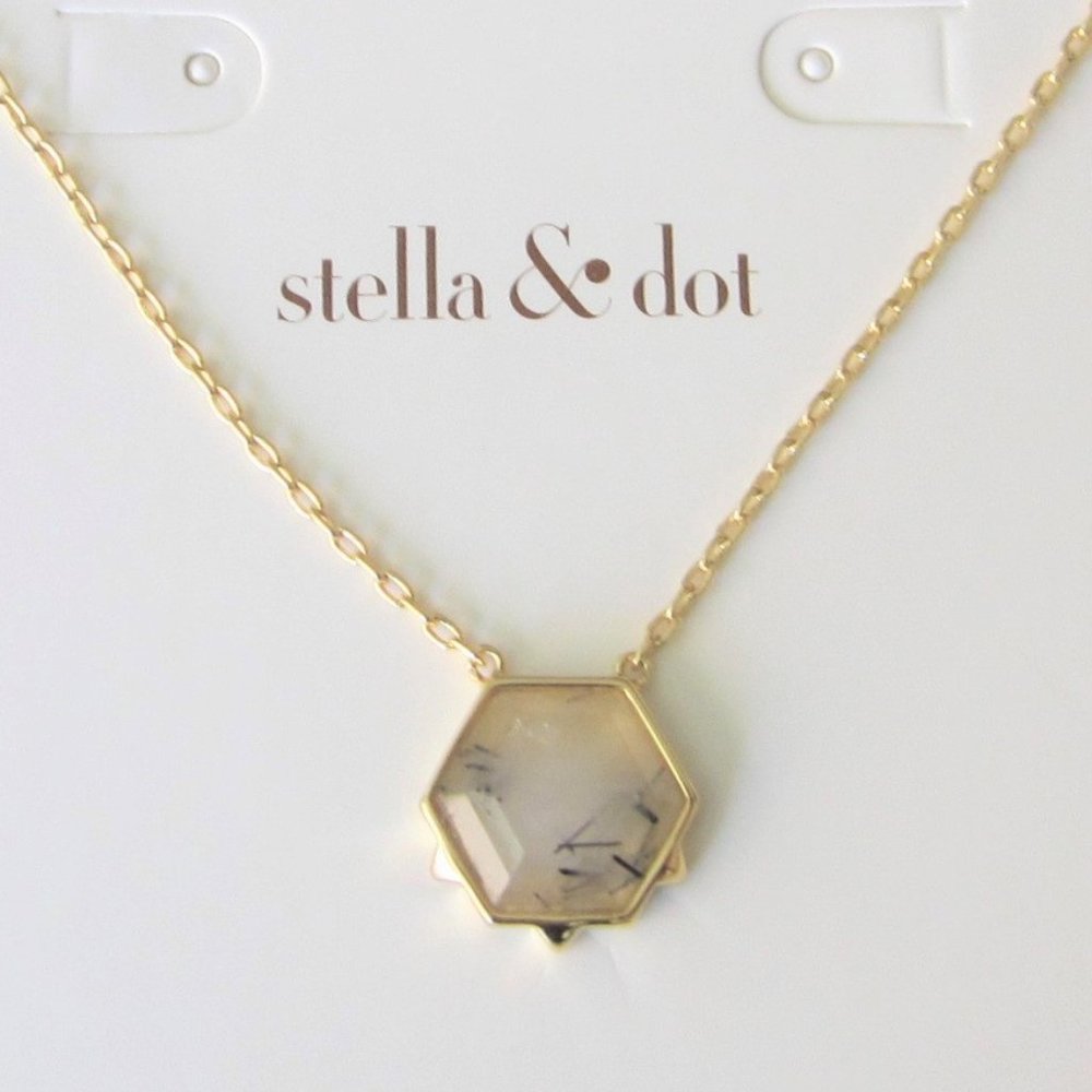 Stella & Dot Gold-tone & Natural Stone Necklace NWT